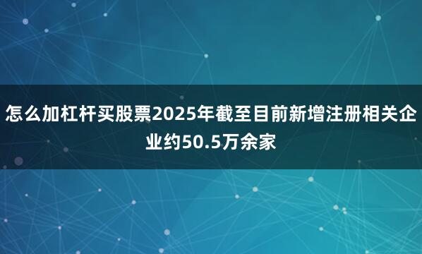 怎么加杠杆买股票2025年截至目前新增注册相关企业约50.5万余家